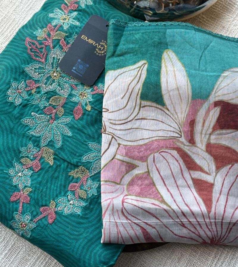 Muslin Silk Unstitched Suit - Jet Black