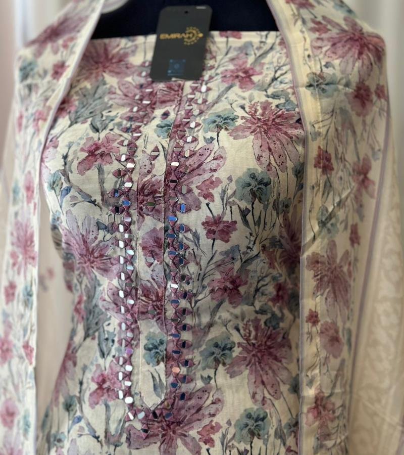 Chic Muslin Silk Salwar Suit  - Jet Black