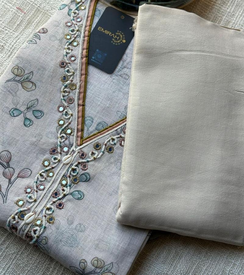 Charming Semi-Linen Salwar Suit  - Gold