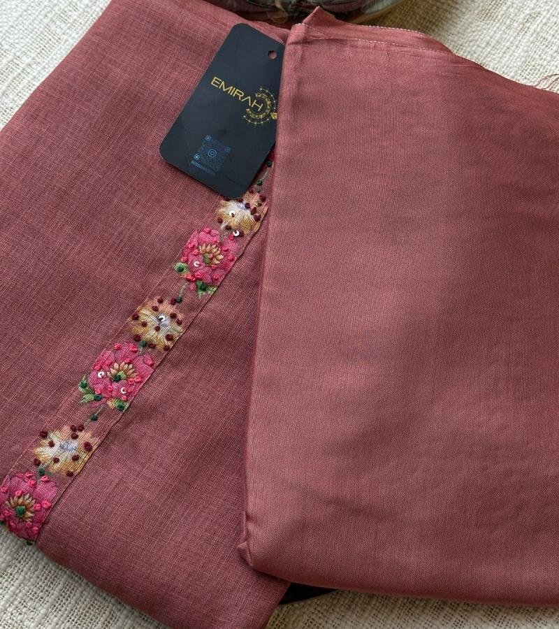 Sophisticated Semi-Linen Salwar Suit  - Ruby Red