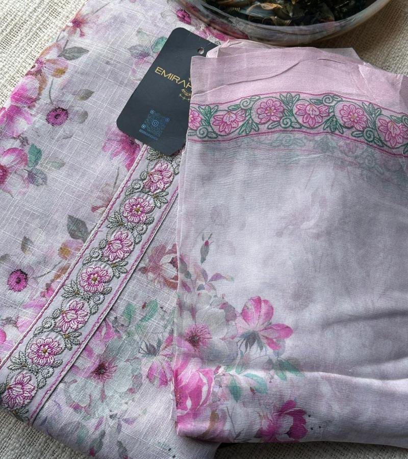 Pastel Floral Cotton Linen Suit - Jet Black