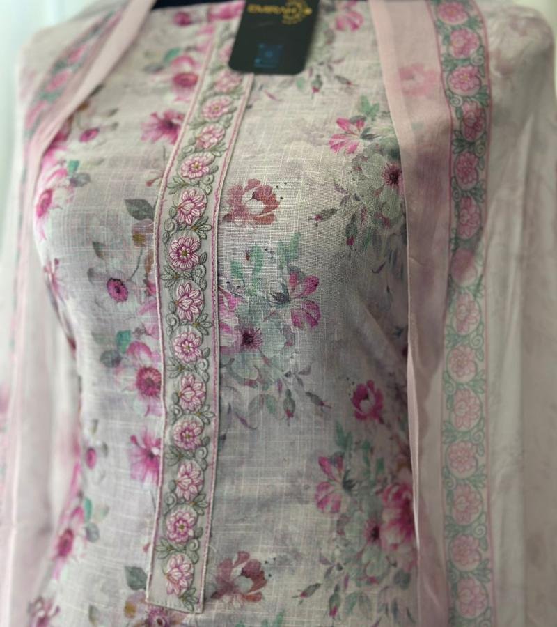 Pastel Floral Cotton Linen Suit - Jet Black