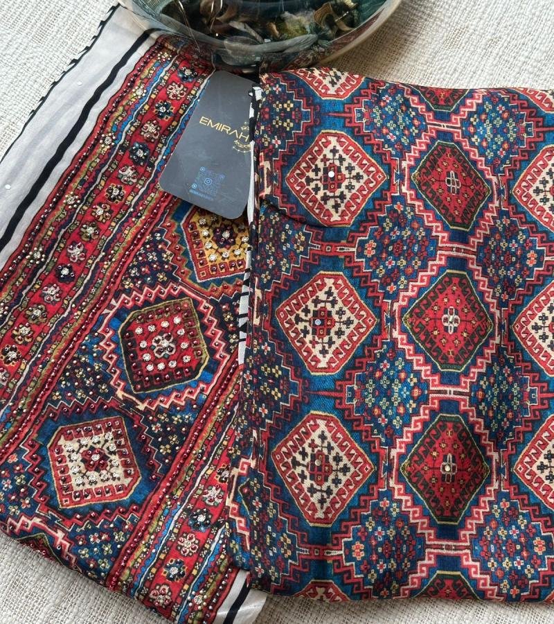 Bohemian Print Crepe Suit - Jet Black