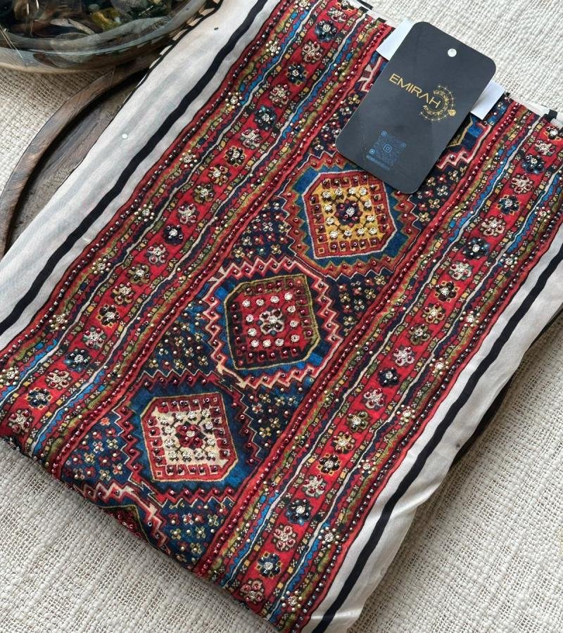 Bohemian Print Crepe Suit - Jet Black