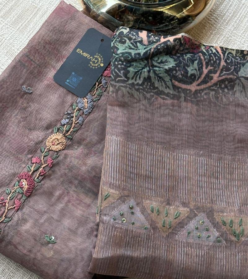 Earthy Chanderi Silk Suit - Jet Black