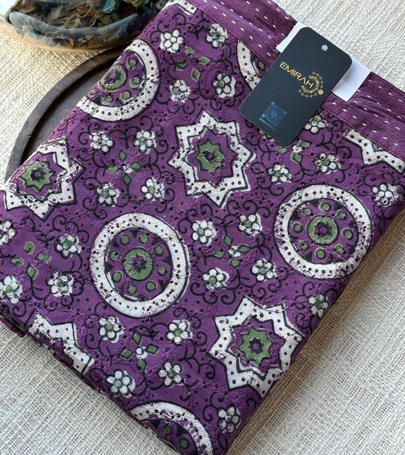 Intricately Designed Cotton Suit Set - Royal Blue