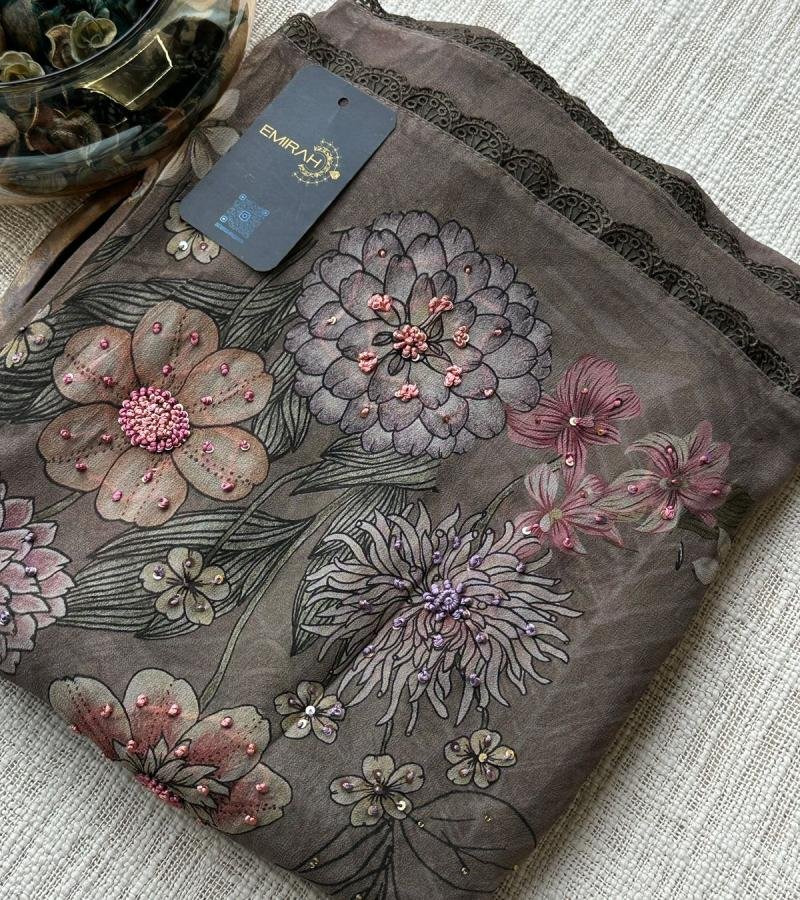 Floral Printed Georgette Suit - Jet Black