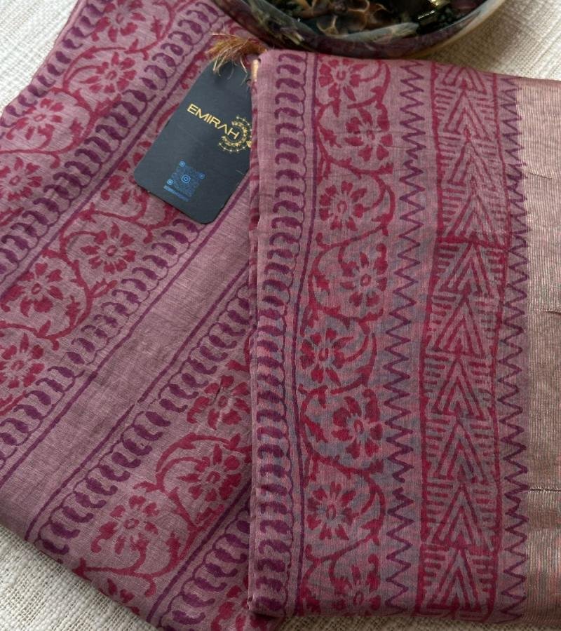 Premium Chanderi Suit with Block Print and Cotton Bottom - Royal Blue