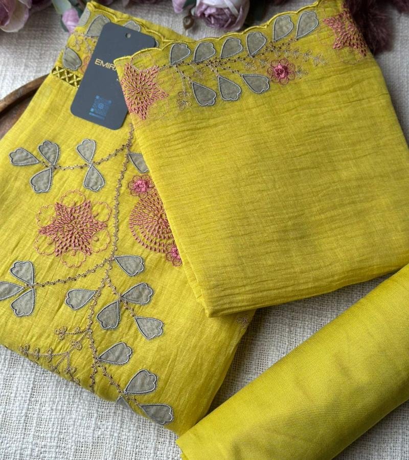 Whimsical Floral Mul Chanderi Suit - Silver