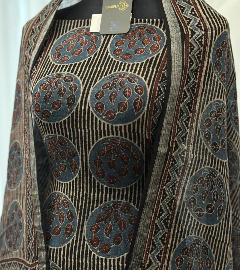 Artisanal Hand-Block Printed Linen Suit - Jet Black