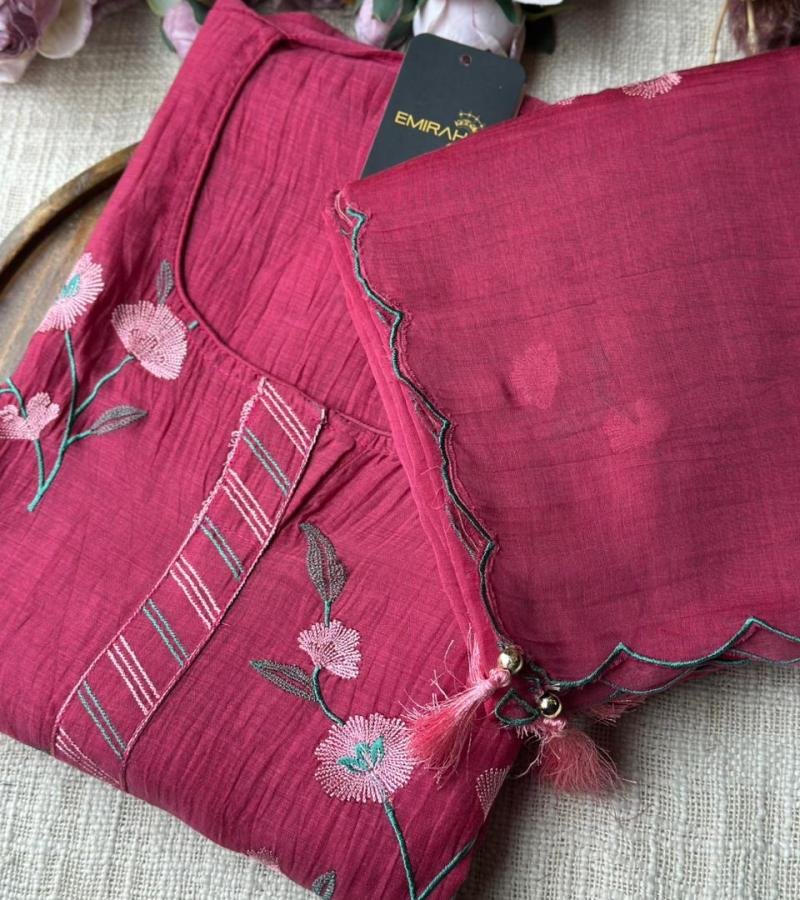 Elegant Floral Mul Chanderi Suit - Royal Blue