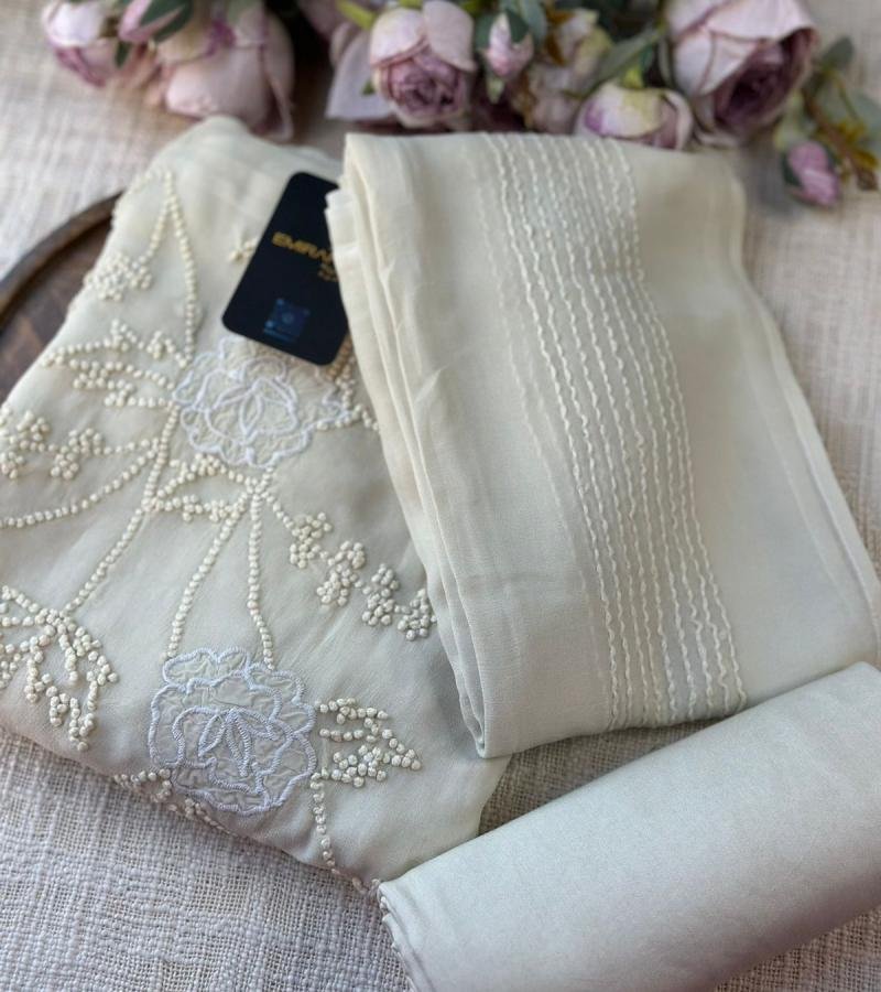 Intricate Embroidered Georgette Suit - Jet Black