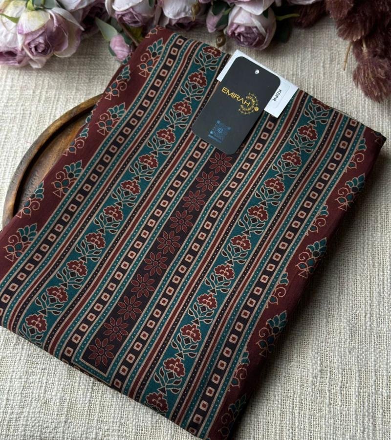 Ornate Printed Modal Silk Suit - Emerald Green