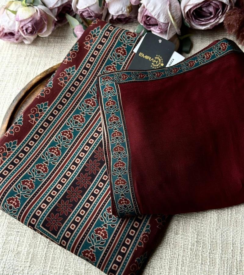 Ornate Printed Modal Silk Suit - Emerald Green