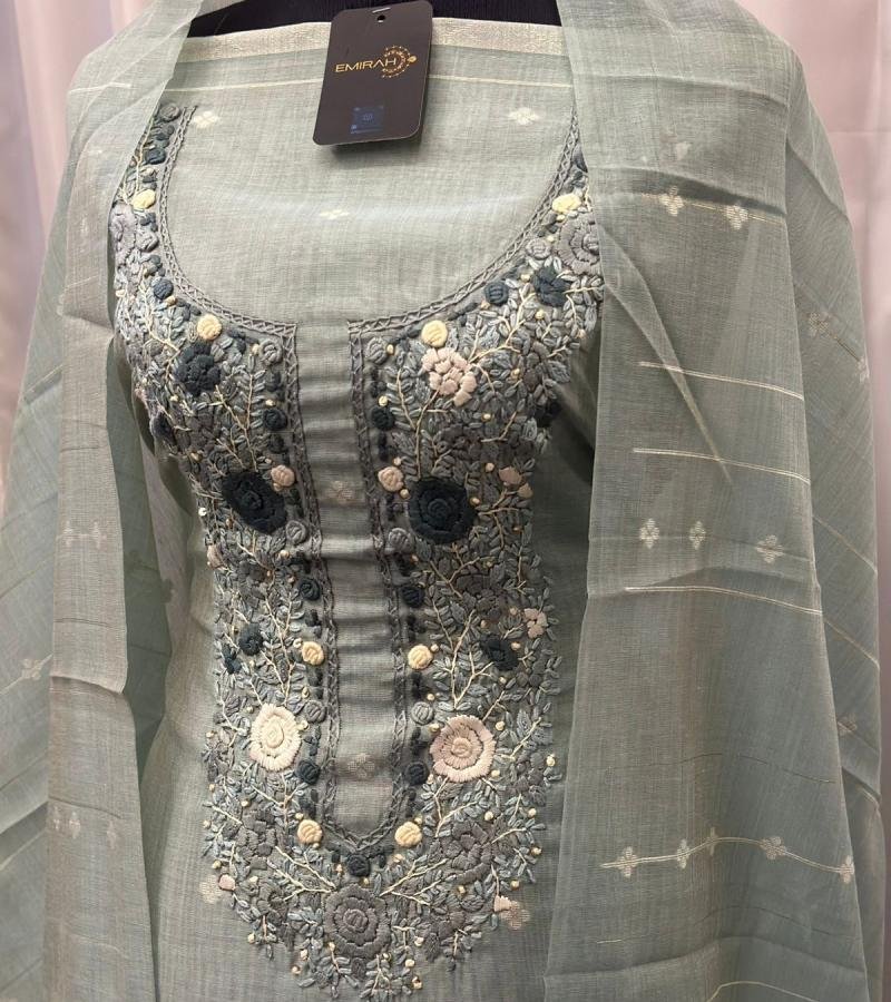 Radiant Floral Jamdani Chanderi Suit - Ruby Red