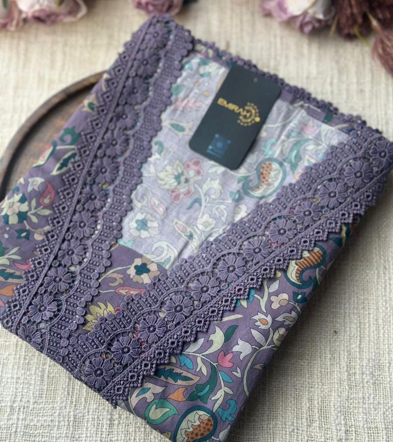 Graceful Lavender Muslin Suit  - Royal Blue