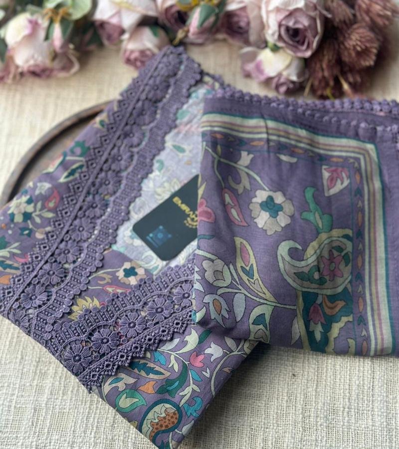 Graceful Lavender Muslin Suit  - Royal Blue