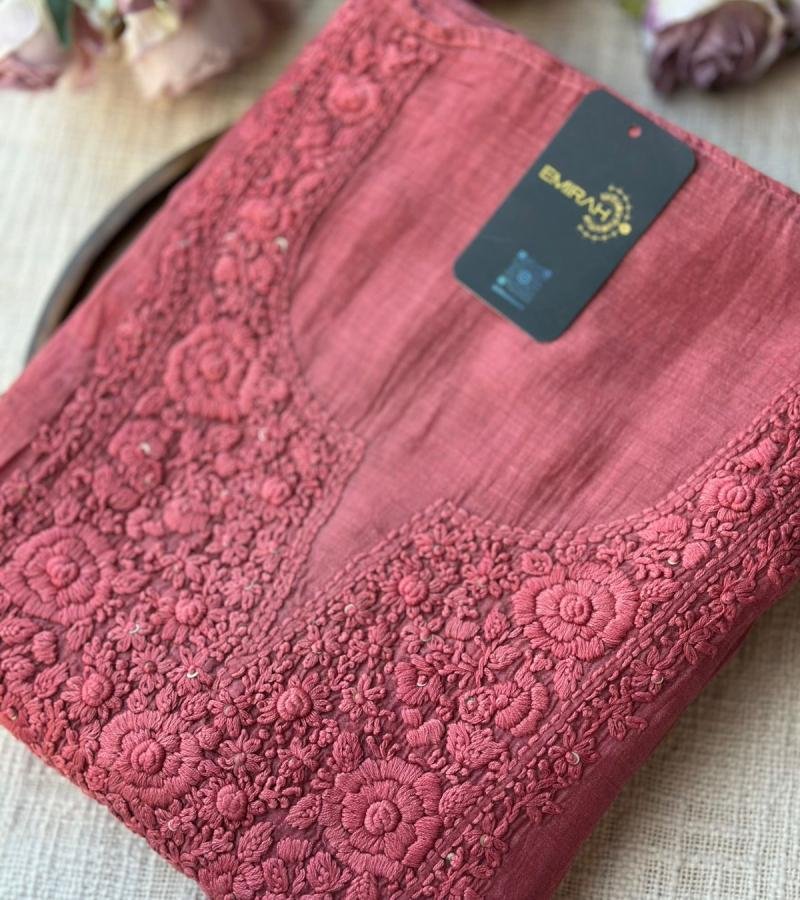 Elegant Mul Chanderi Embroidered Suit - Silver