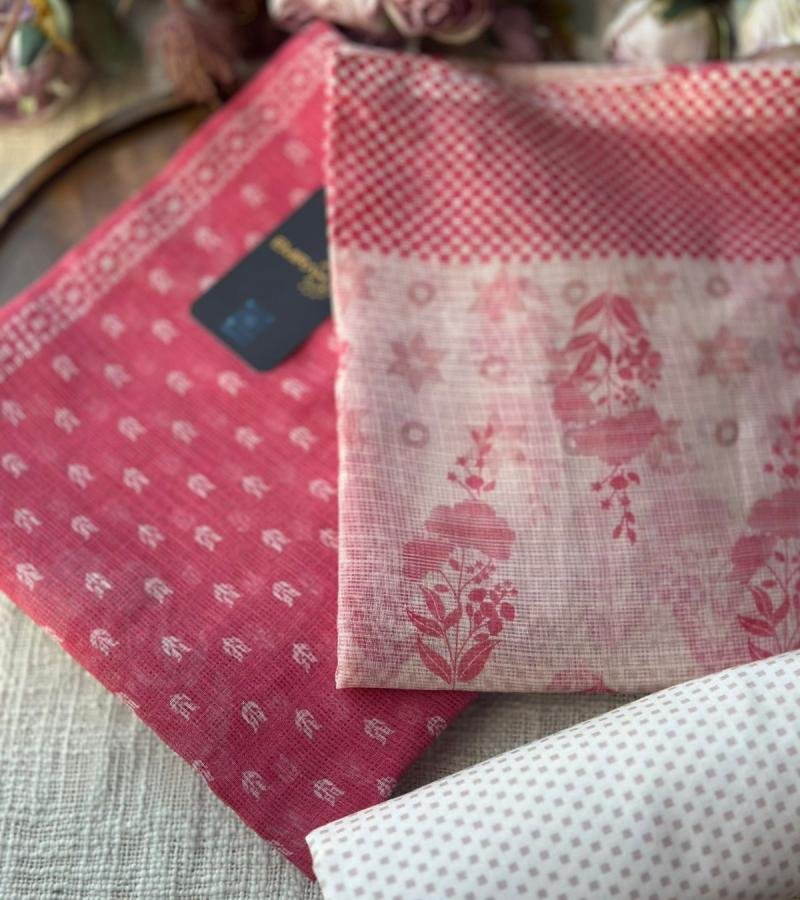 Graceful Printed Kota Doriya Suit - Rose Pink