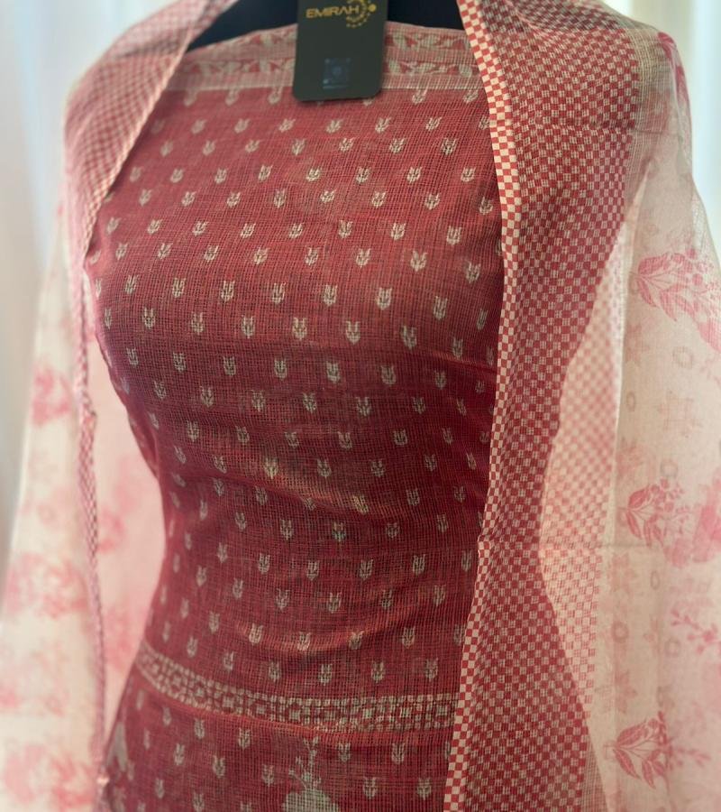 Graceful Printed Kota Doriya Suit - Rose Pink