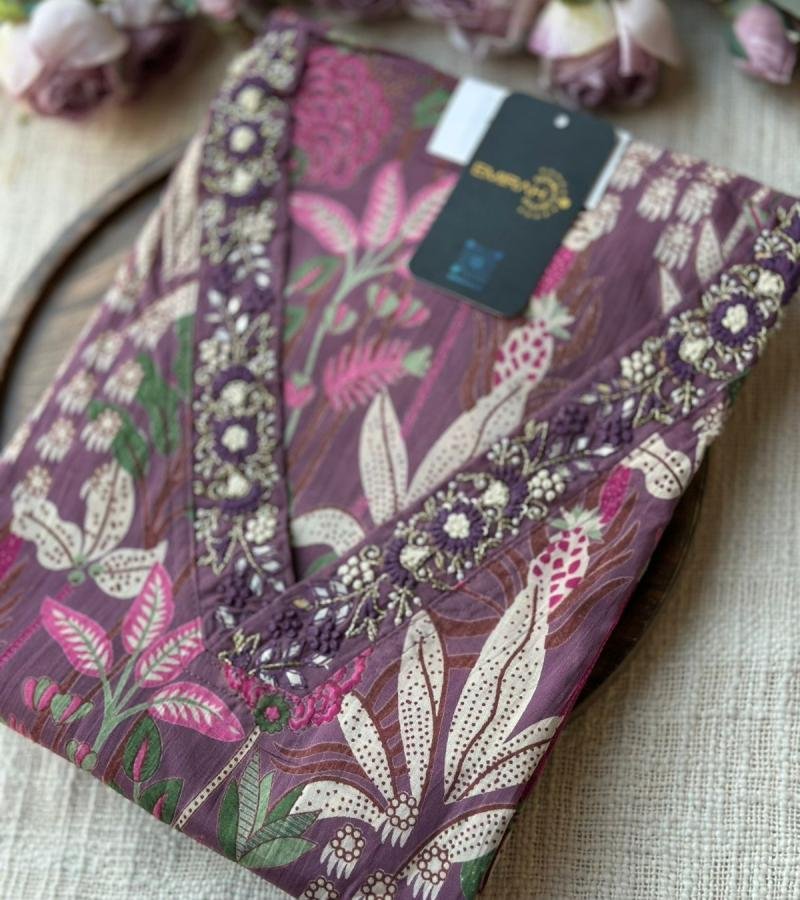 Elegant Floral Cotton Suit - Ruby Red