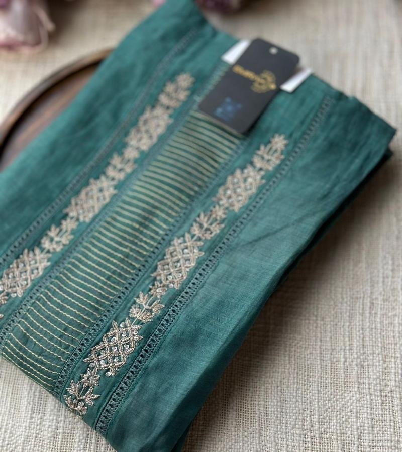 Graceful Embroidered Mul Chanderi Suit - Jet Black