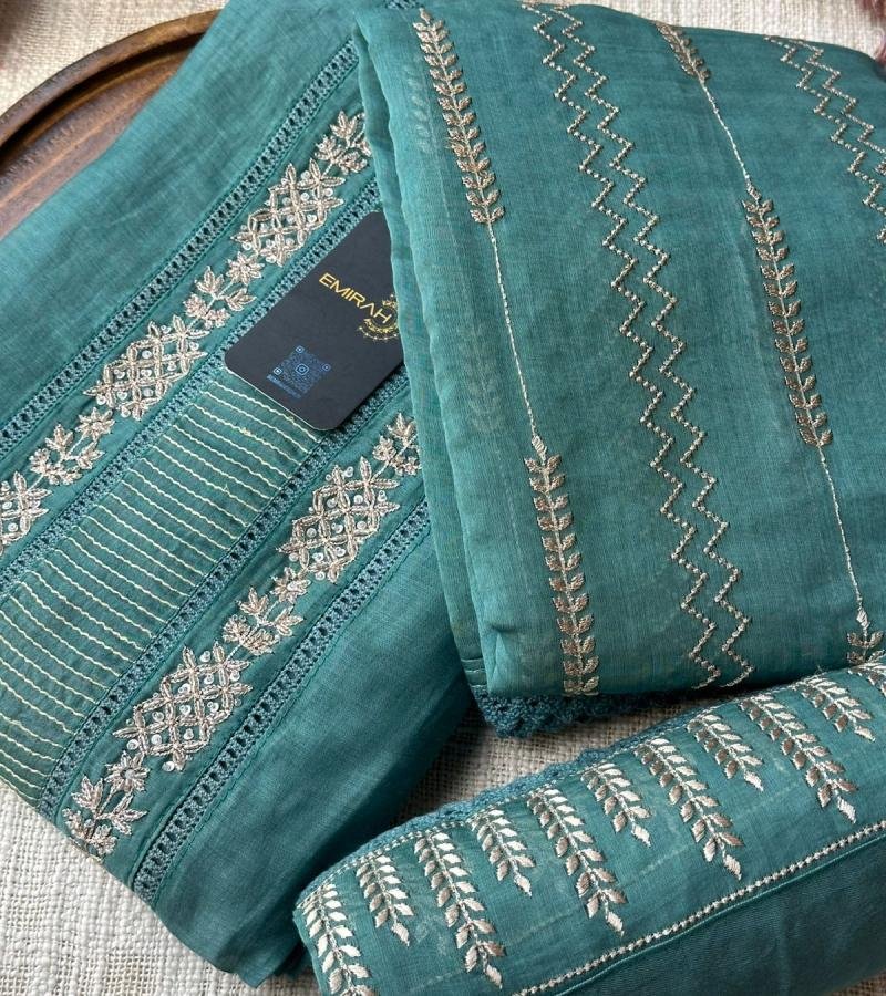 Graceful Embroidered Mul Chanderi Suit - Jet Black