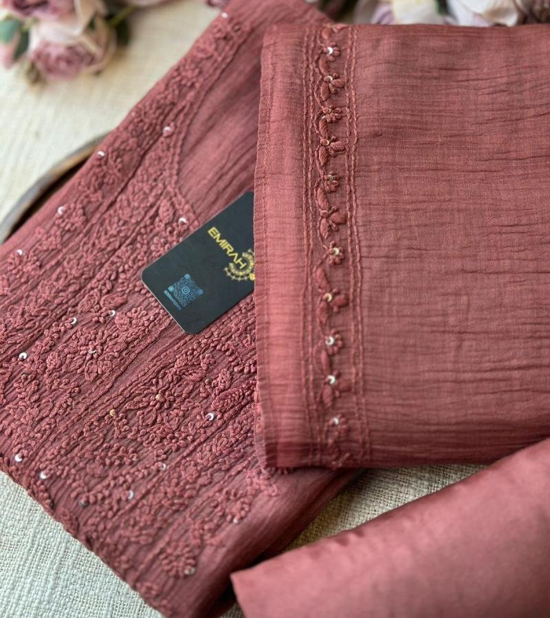Mul Chanderi Suit with Intricate Embroidery - Rose Pink