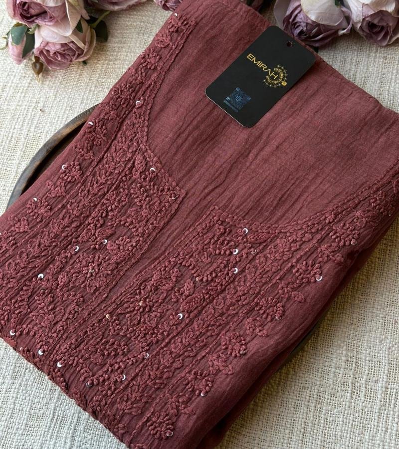 Mul Chanderi Suit with Intricate Embroidery - Rose Pink