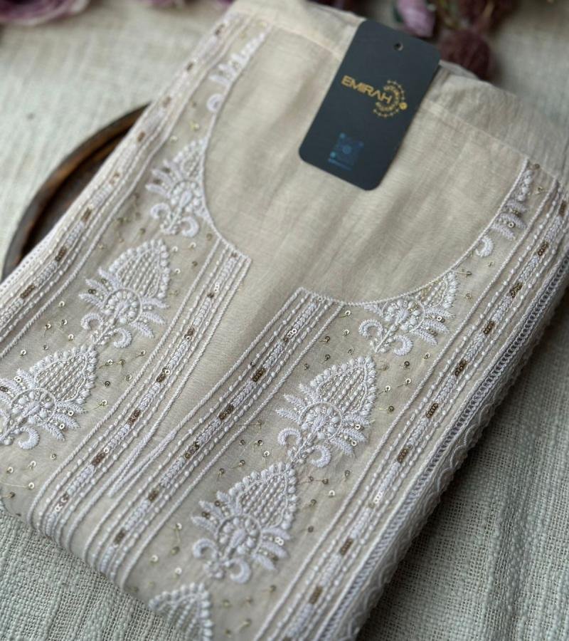 Graceful Ivory Mul Chanderi Suit - Emerald Green