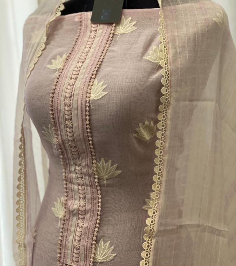  Mul Chanderi with Scalloped Lace - Royal Blue