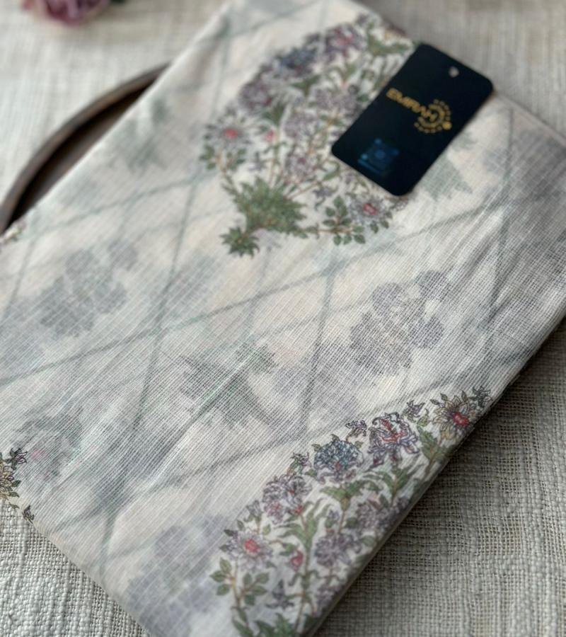 Graceful Floral Kota Doriya Suit - Silver