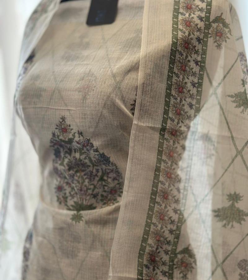 Graceful Floral Kota Doriya Suit - Silver