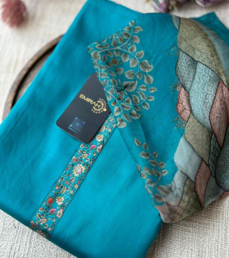 Teal Bloom Jam Cotton Suit - Silver