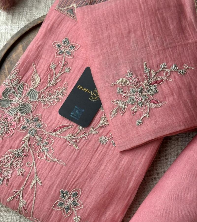 Blush Bloom Mul Chanderi - Emerald Green