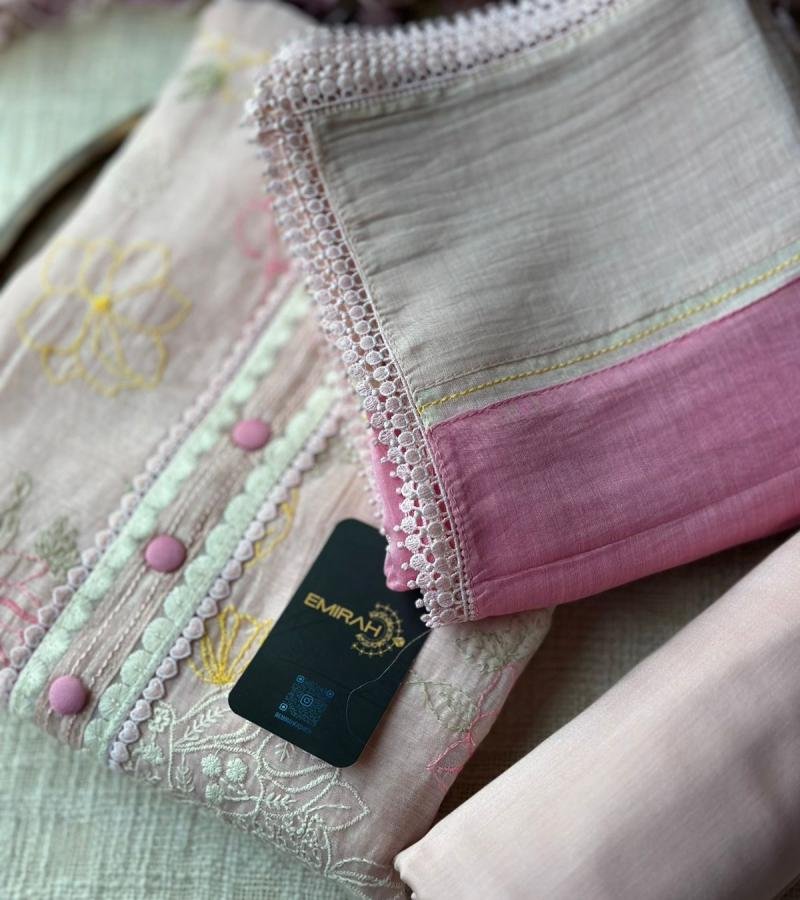  Pastel Bloom Mul Chanderi Elegance - Ruby Red