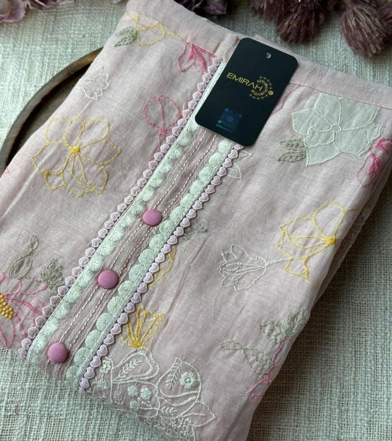  Pastel Bloom Mul Chanderi Elegance - Ruby Red