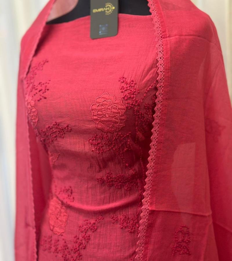 Crimson Grace Mul Chanderi - Ruby Red