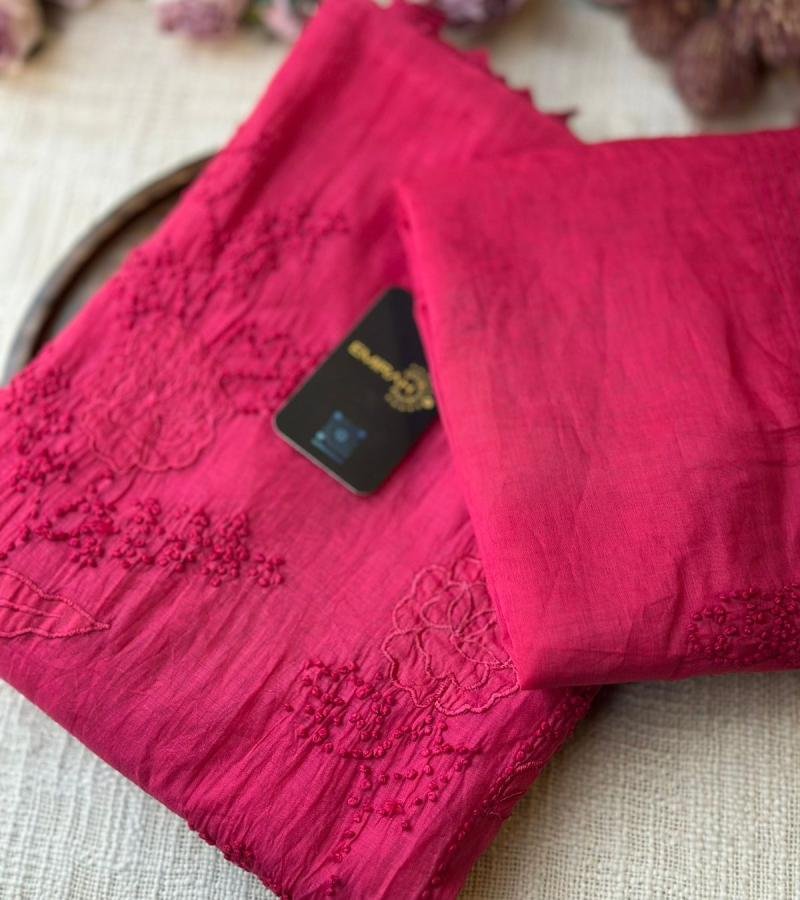 Crimson Grace Mul Chanderi - Ruby Red