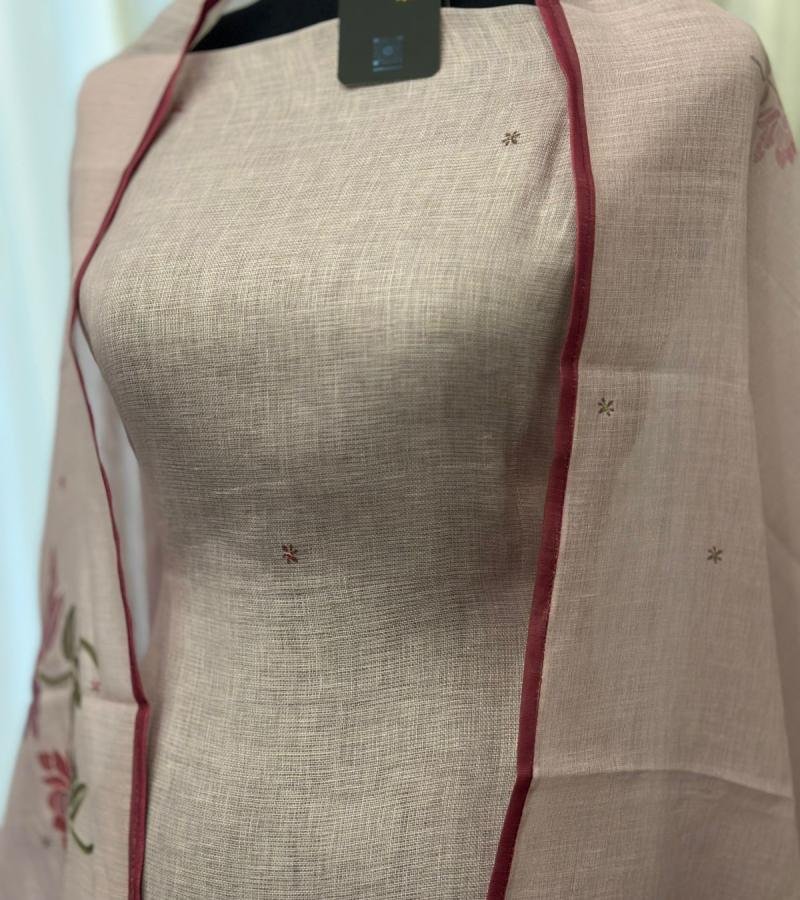 Subtle Bloom Semi Linen - Charcoal Grey