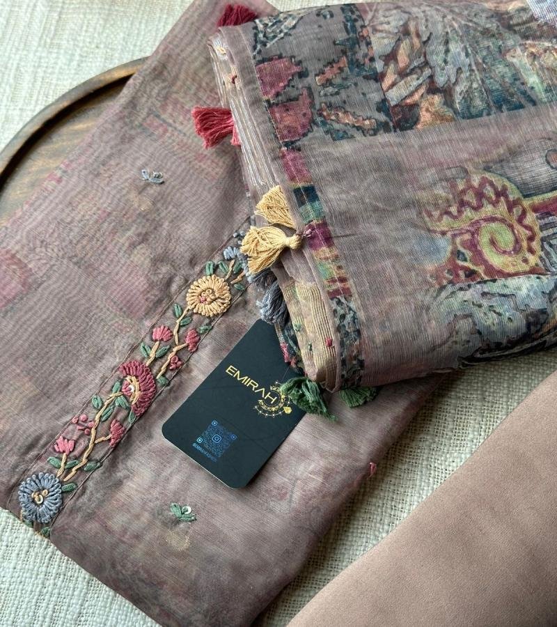Rustic Elegance Chanderi Suit - Rose Pink