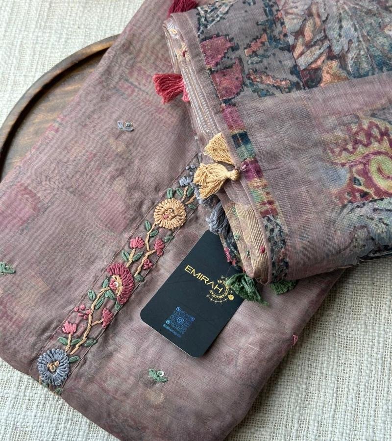 Rustic Elegance Chanderi Suit - Rose Pink