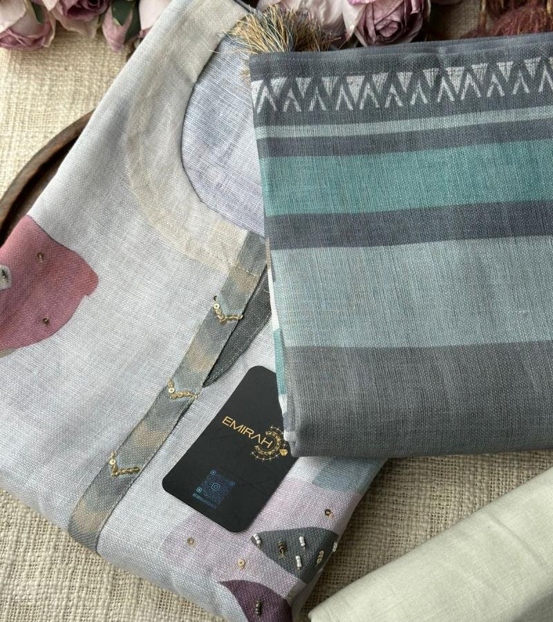 Muted Elegance Semi Linen Suit - Silver