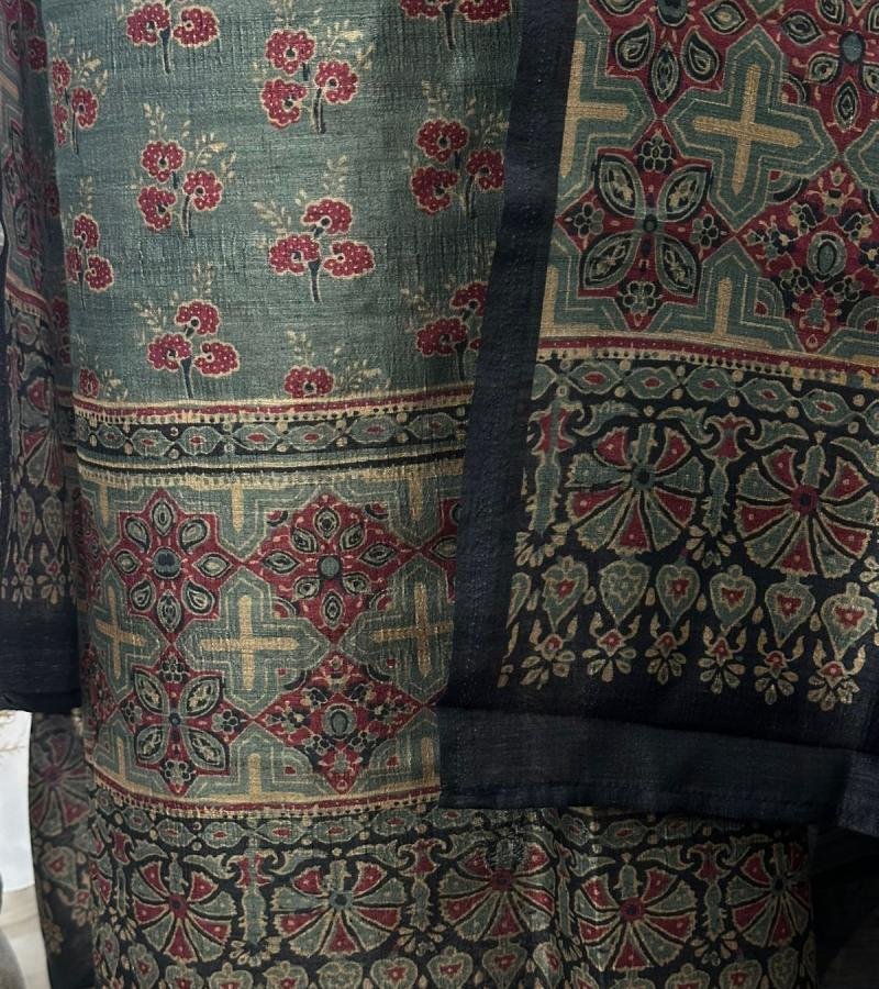 Silk Chanderi Suit Set - Jet Black
