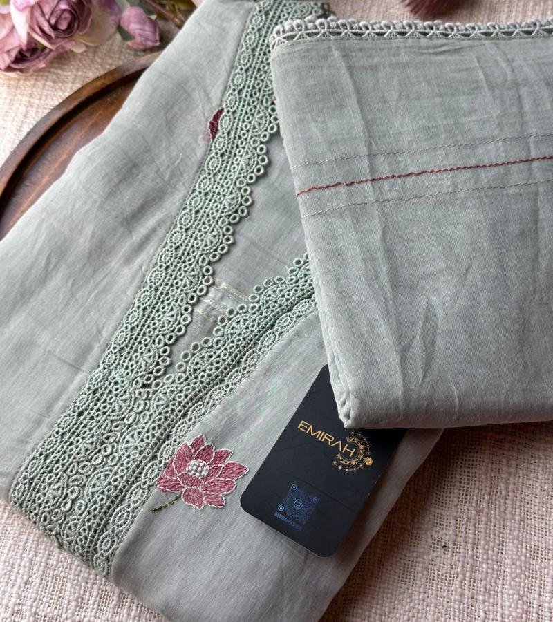 Mul chanderi suit set - Emerald Green