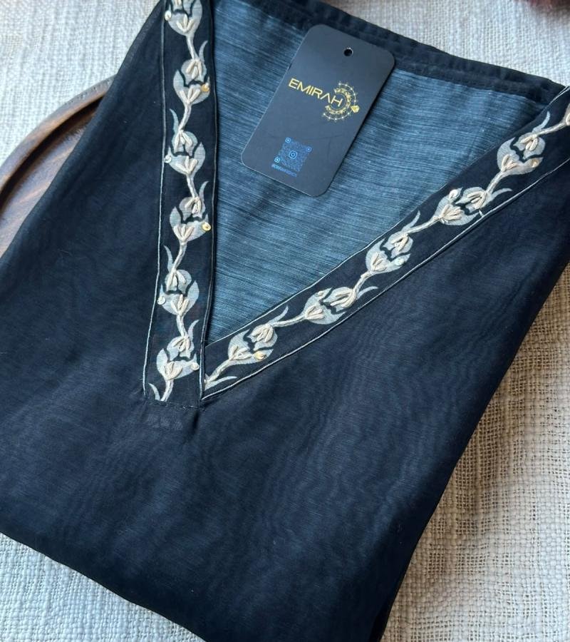 Ethereal Vine Kota Chanderi - Jet Black