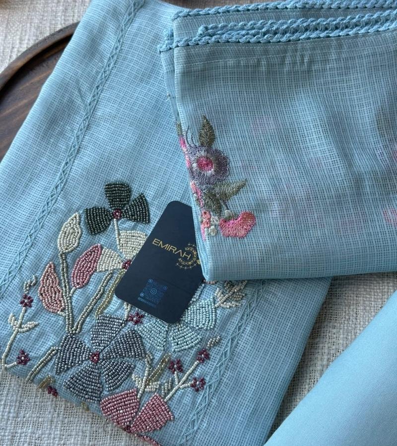Celestial Bloom Kota Silk - Royal Blue