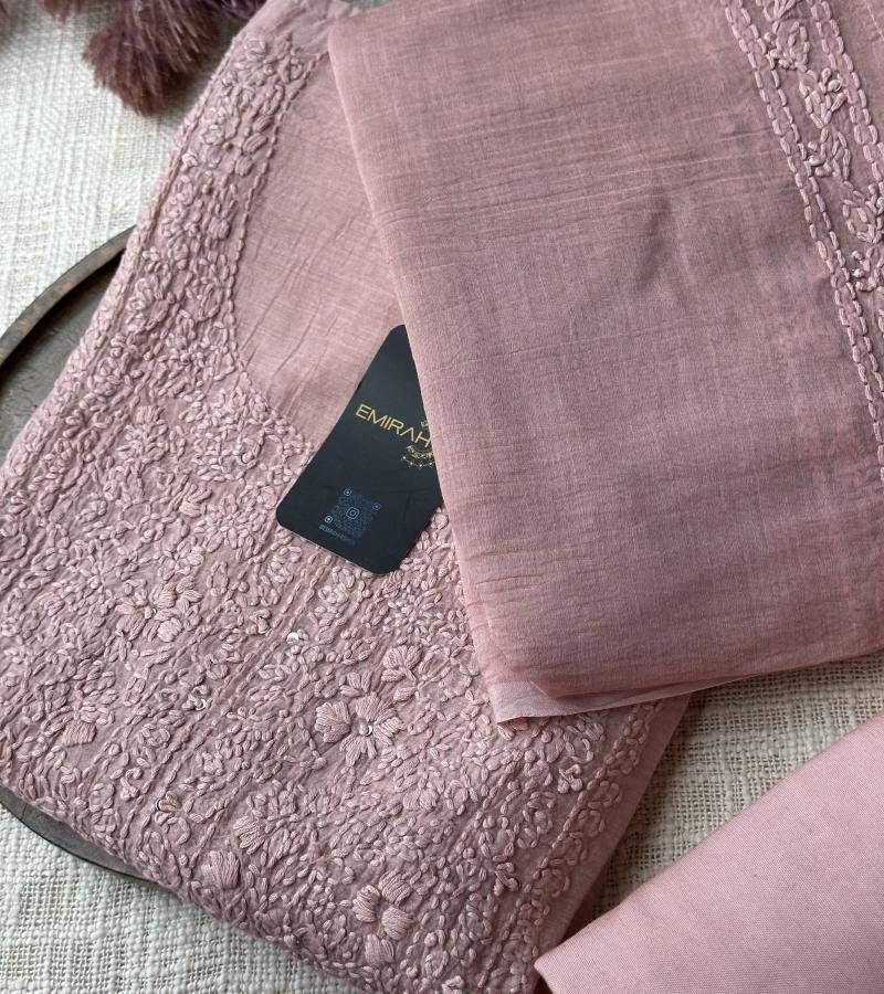 Timeless Mul Chanderi Elegance - Rose Pink
