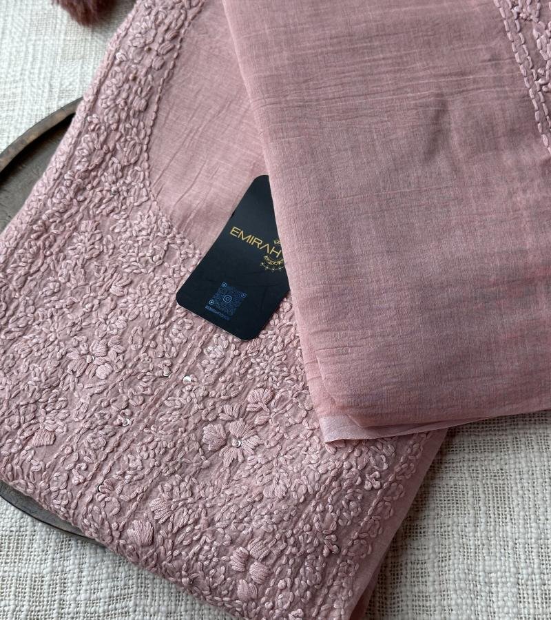 Timeless Mul Chanderi Elegance - Rose Pink