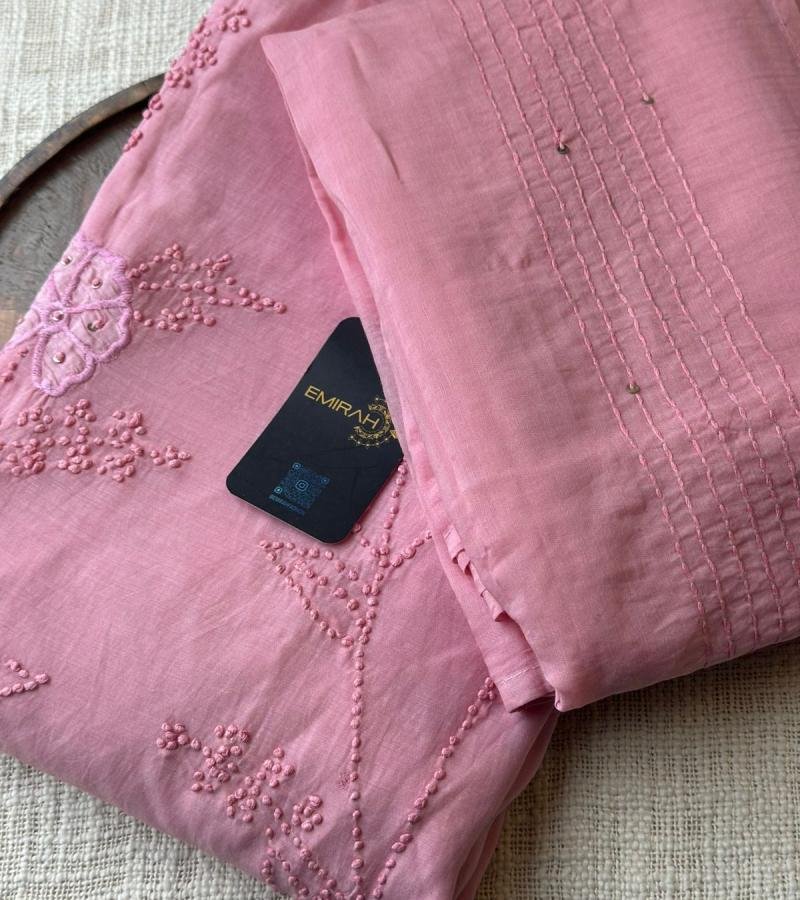 Blush Bloom Mul Chanderi Suit - Rose Pink